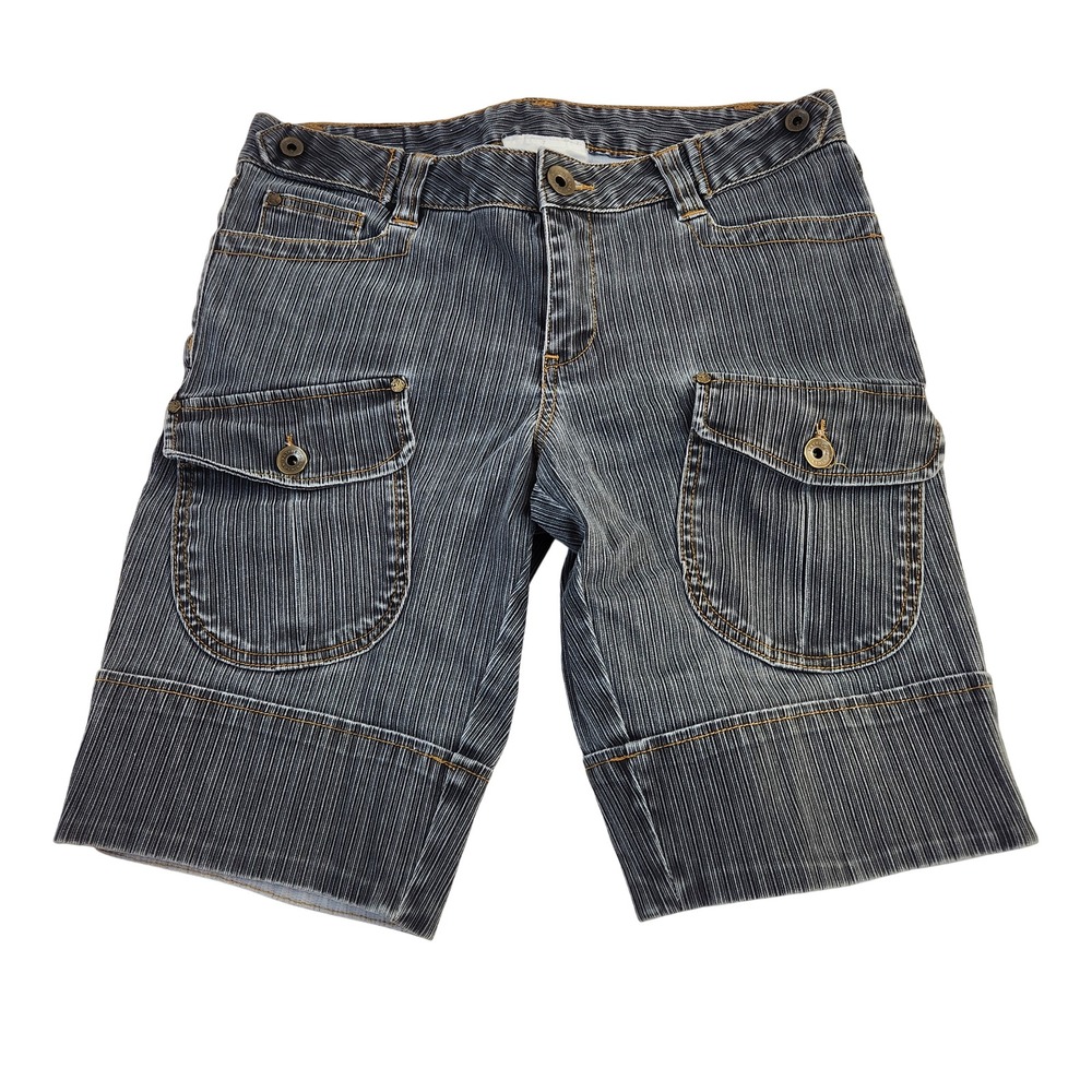 Patrick‎ Robinson for Target Juniors Gray Denim Bermuda Cargo Shorts Size 7 Y2K